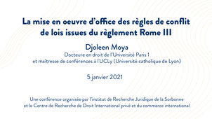 La mise en oeuvre d’office des règles de conflit de lois issues du règlement Rome III