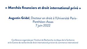 Marchés financiers et droit international privé
