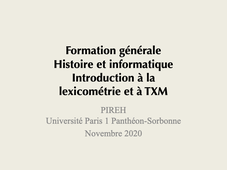 Introduction à la lexicométrie et à TXM