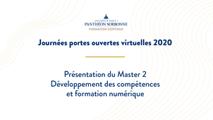 Présentation du master 2 Développement des compétences et formation numérique 2020