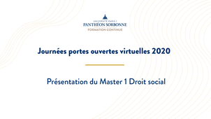 Présentation du master 1 Droit social en 2020