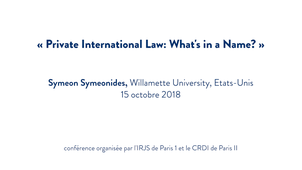 Private International Law: What's in a Name? - Symeon Symeonides