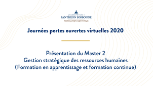 Présentation du master 2 Gestion stratégique des ressources humaines (Formation en apprentissage et formation continue) en 2020