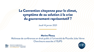 La Convention citoyenne pour le climat, symptôme de ou solution à la crise du gouvernement représentatif ?