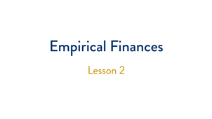 Asset Pricing - Lesson 2