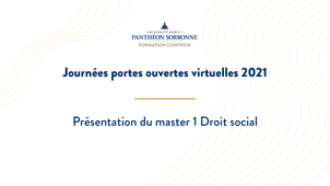 Présentation du master 1 Droit social en 2021